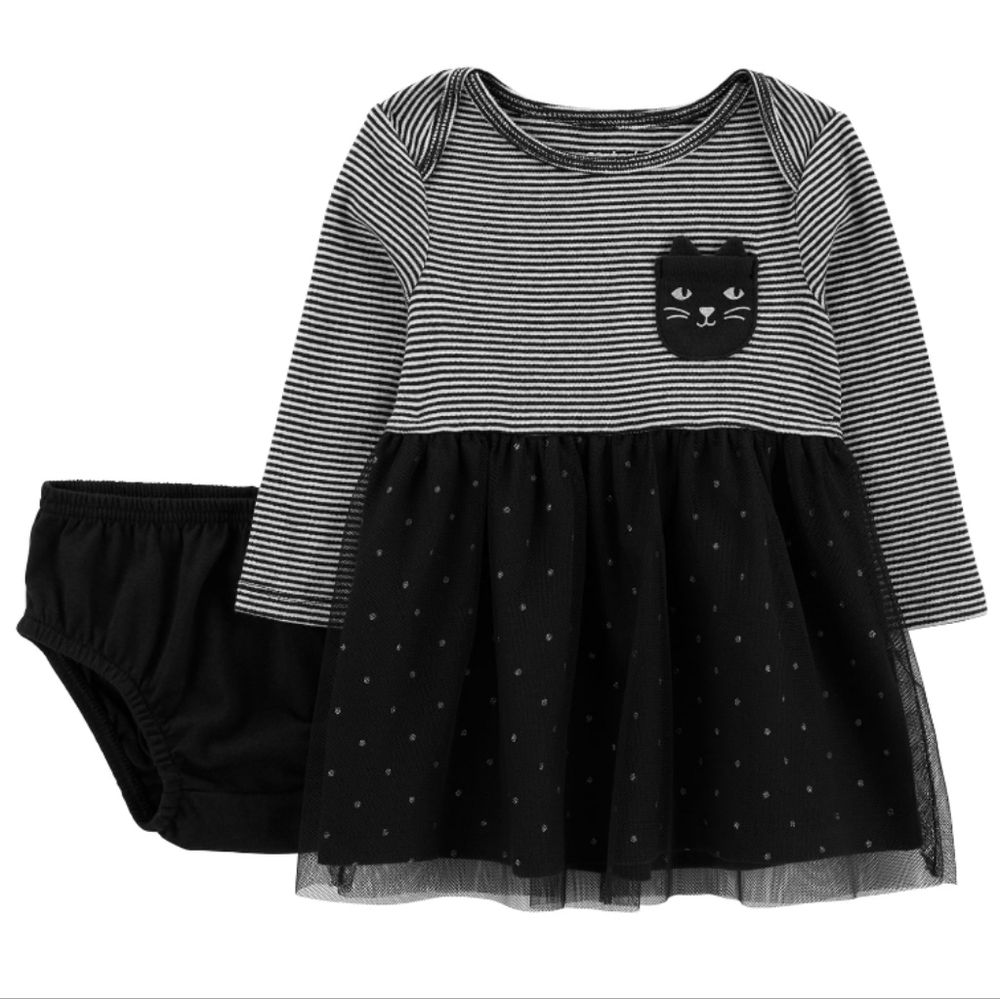 Baby girl black cat dress
